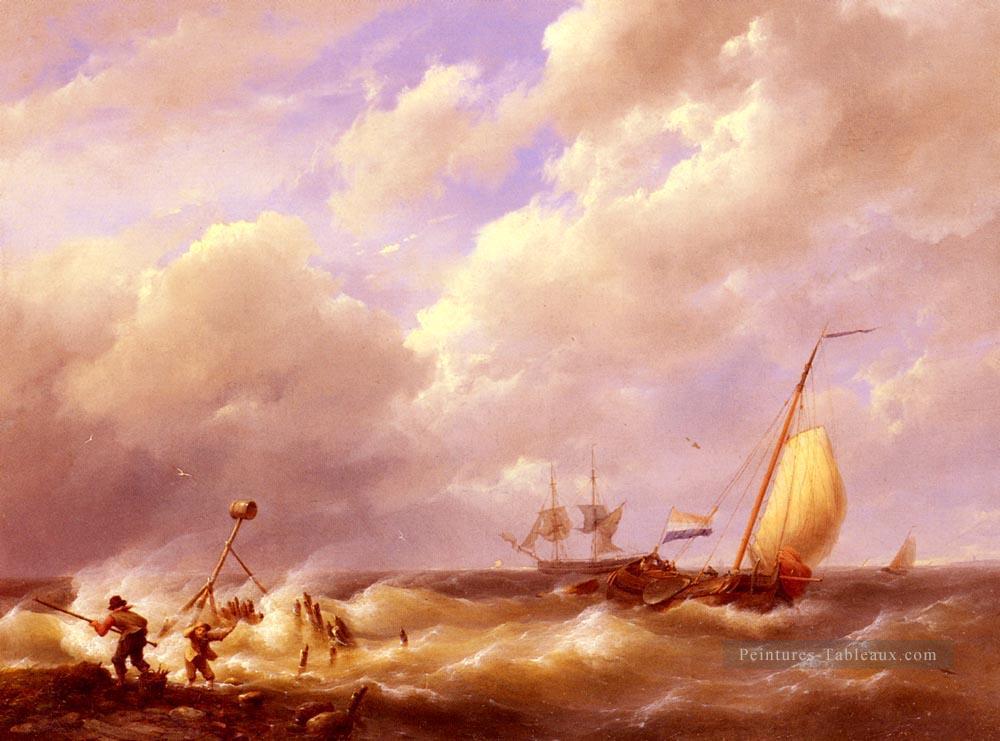 Willem A Sea Morceau Hermanus Snr Koekkoek paysage marin bateau Peintures à l'huile